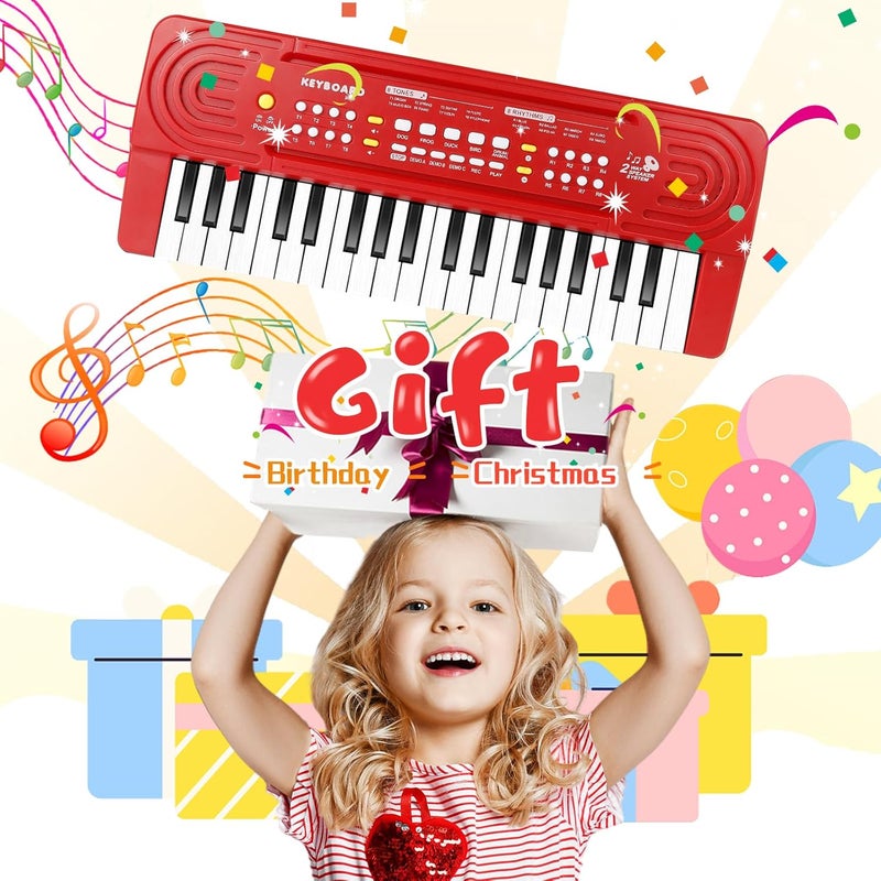TWFRIC Kids Toddler Toy Piano Keyboard, 37 Key Pianos for Kid Music Toys Instruments with Microphone Dual Speaker Ideal for 3 4 5 6 7 8 Year Old Girl Boy Birthday/Christmas Day Gift (Red) - Image 5